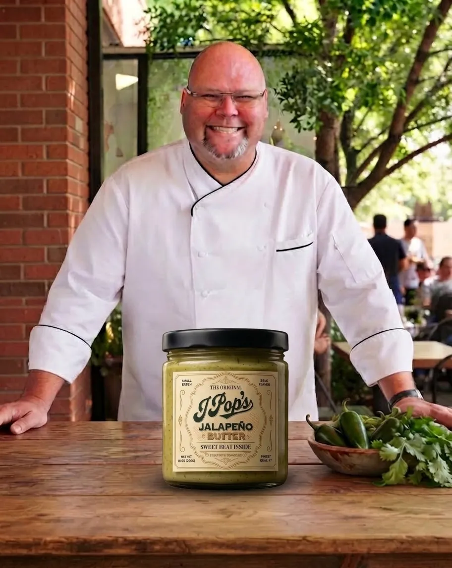 Jason, founder of J-Pop's, in his chef coat